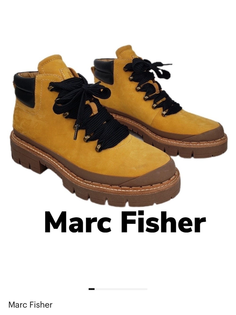 Marc Fisher LTD CLcairy Tan/Yellow Suede Lace up Hiking Outdoor Boots Sz 9.5M